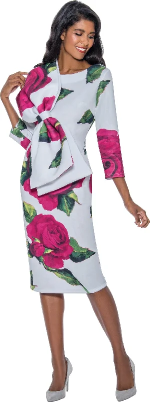 Dresses by Nubiano 821W Floral Print Bow PlusSize Dress