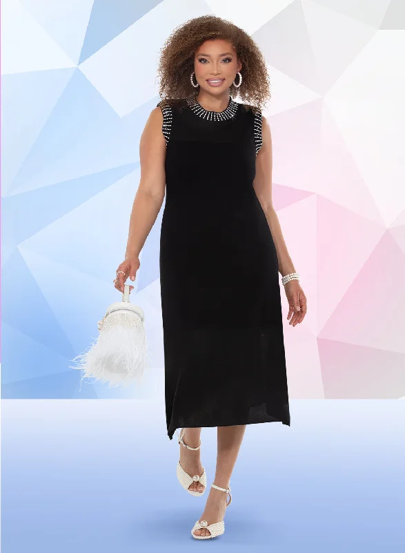 Donna Vinci 13446 Rhinestone Trim Knit Dress