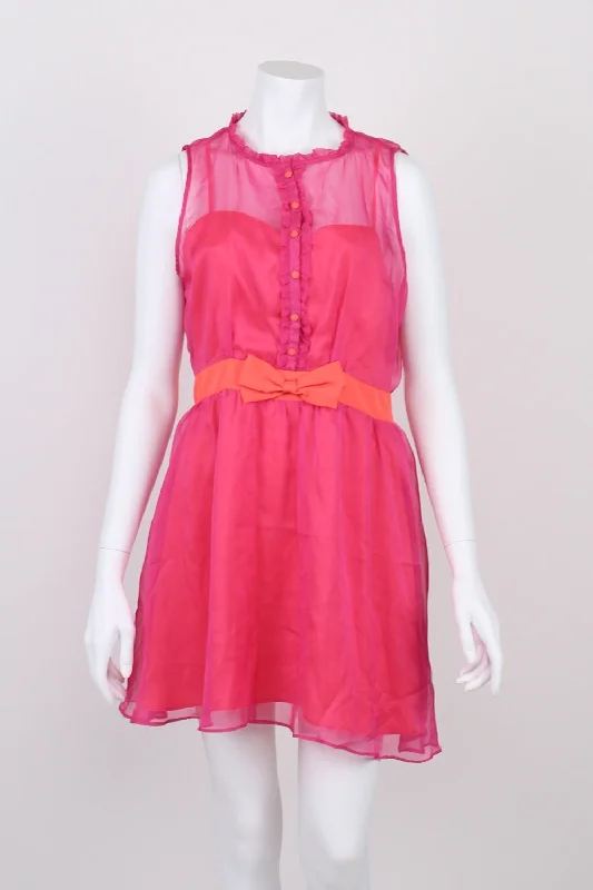 Miss Shop Pink Sleeveless Button Front Dress 14