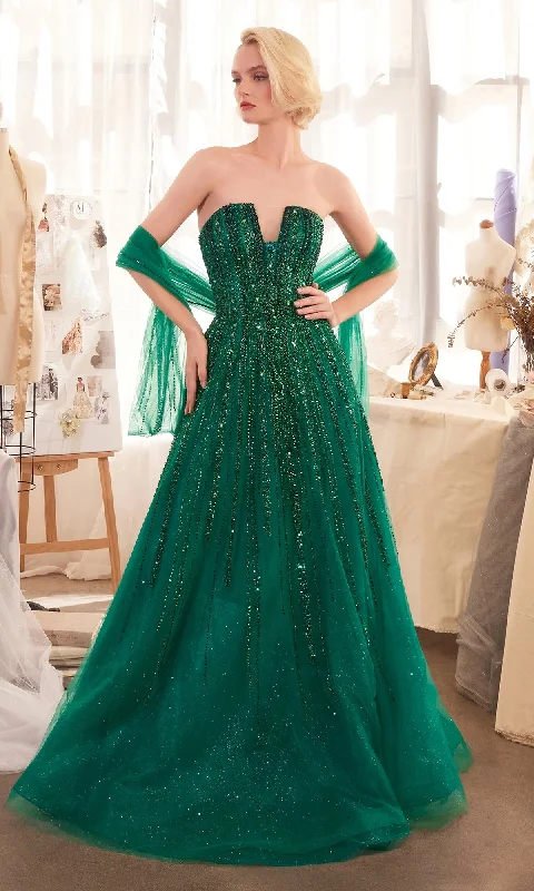 Strapless Beaded Long Prom Dress: Andrea & Leo A1369