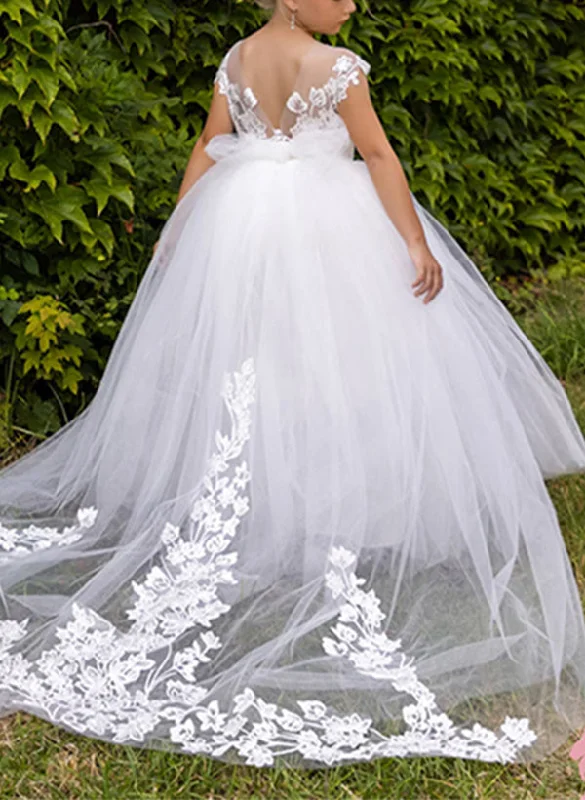 Ball Gown Scoop Flower Girl Dresses With Applique