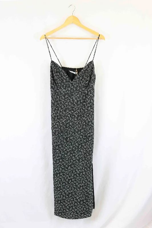 Atmos & Here Black Floral Printed Slip Dress 16