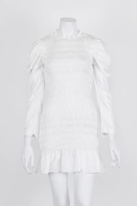 Elliatt White Shirred Dress XS