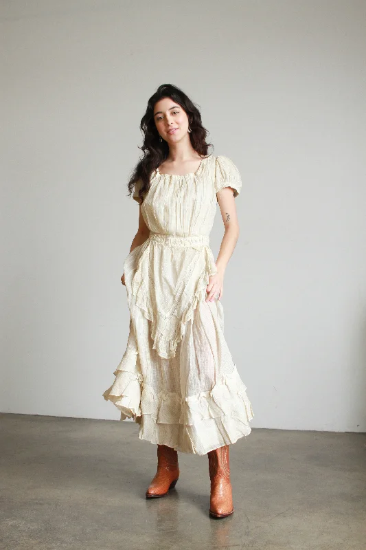 Antique Edwardian Cotton Batiste Ruffled Dress