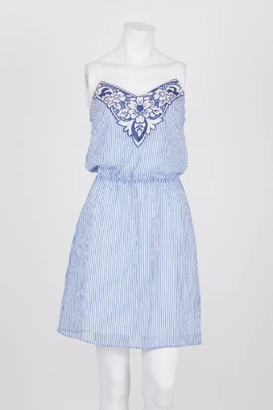 Ladakh Blue And White Striped Dress 6