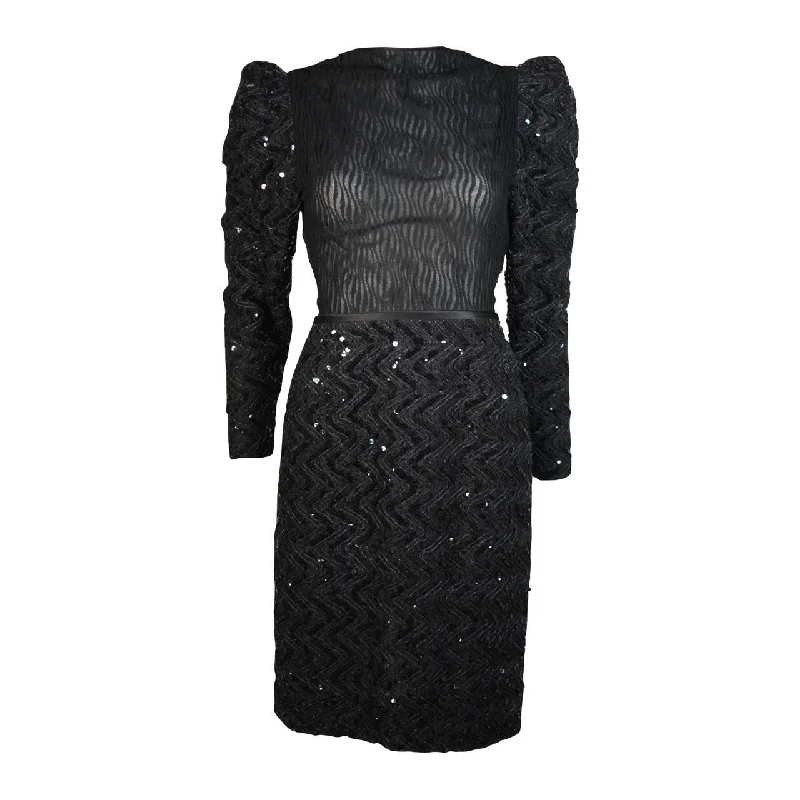 VICKY TIEL Attributed Black Sequin Cocktail Dress Size Small