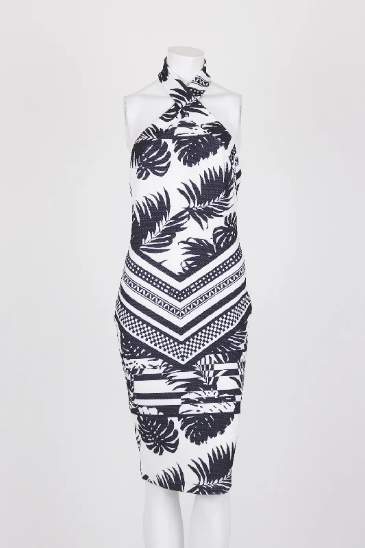 Ministry Of Style Black And White Patterned Halter Neck Dress 10