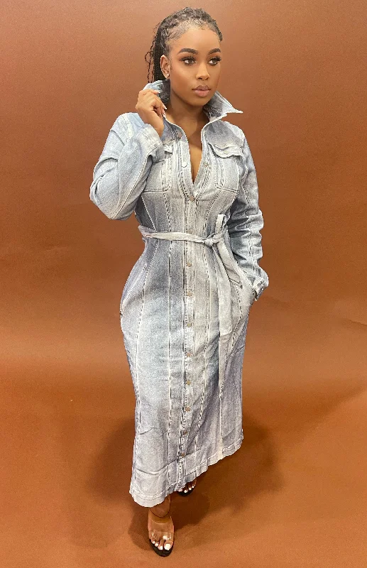Snow Queen Denim Duster Dress