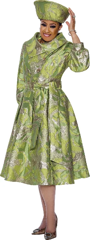Dorinda Clark Cole 5111 Jacquard Print Tie Waist Dress