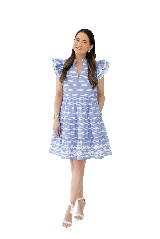 Hudson Flutter Sleeve Tunic Dress Serenity Ikat