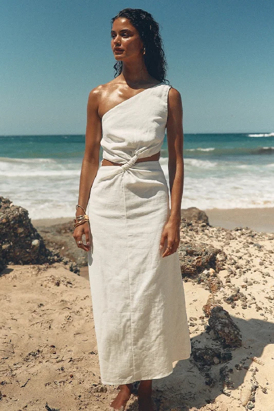 SIESTA GATHERED DRESS WHITE