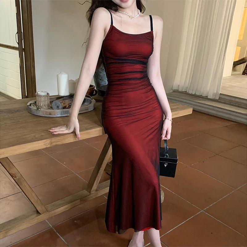 Bonnyshow Women's Casual Hot Sweetheart Design Long 2024 Solid Color Sweetheart Clash Music Festival Stepmother Halter Dresses