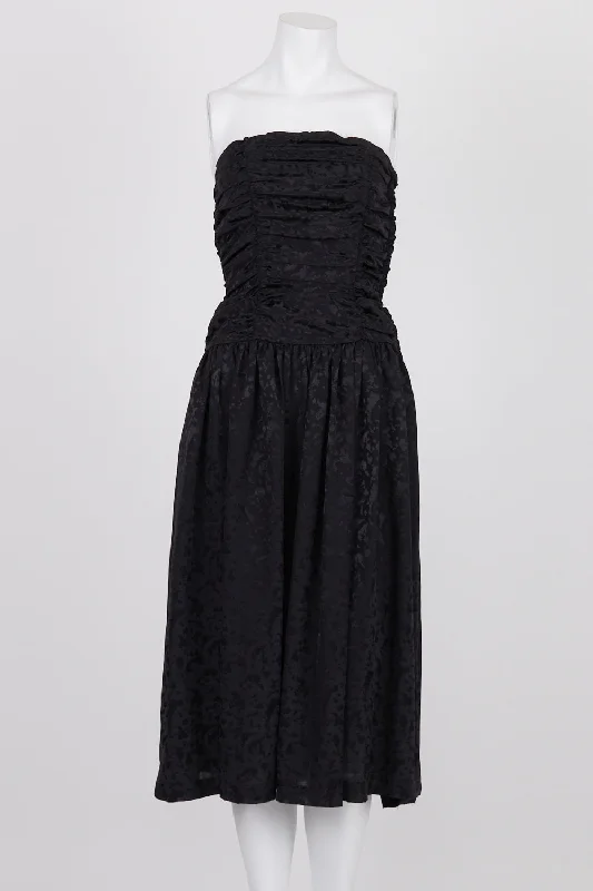 Mark Shaw Vintage Black Patterned Strapless Dress