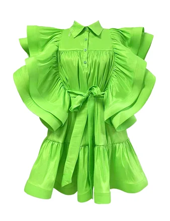 Highlight HD093SP Ruffle Sleeve Tiered PlusSize Dress