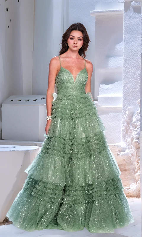 Green Glitter Prom Dress: Dave & Johnny 11994