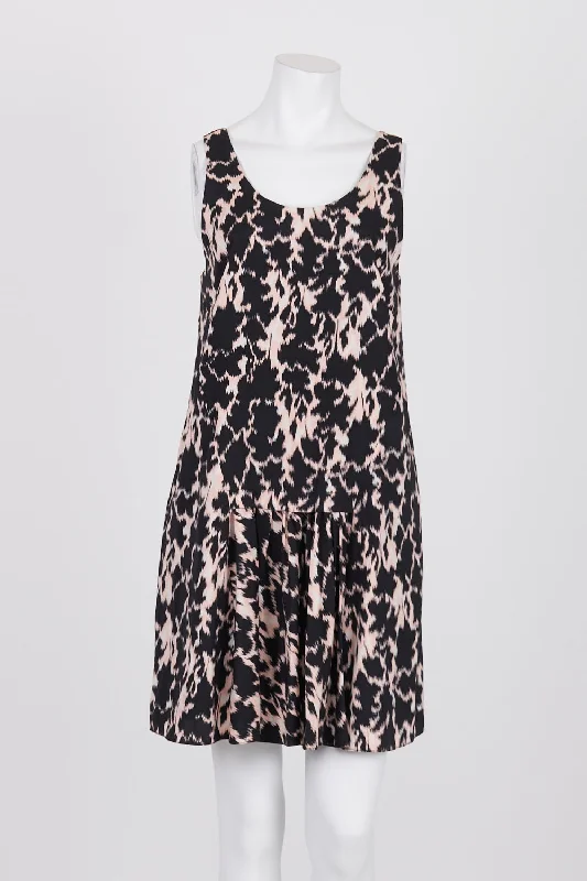 Thakoon Addition Black and Pink Patterned Sleeveless Silk Blend Dress 6