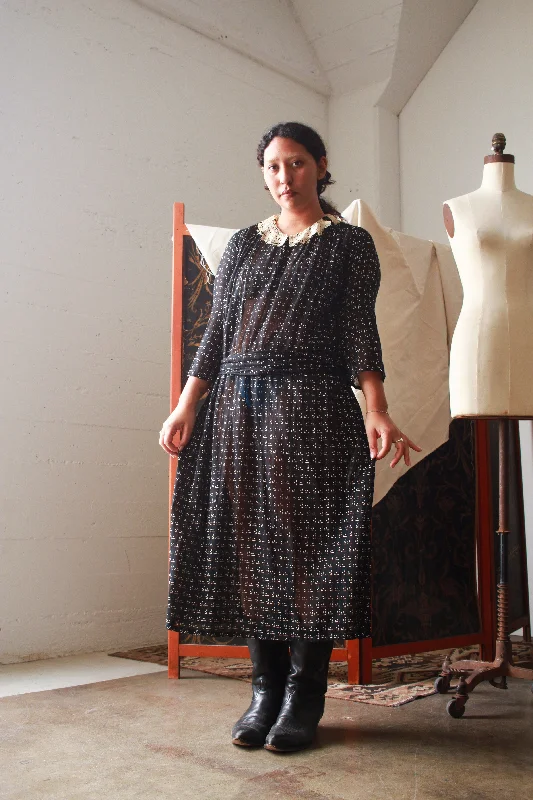 1920s Black Printed Cotton Day Dress
