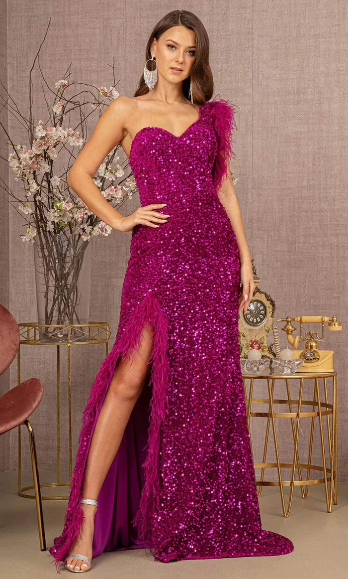 **GLS by Gloria: Captivating Sequined One-Sleeve Dress for Unforgettable Occasions**