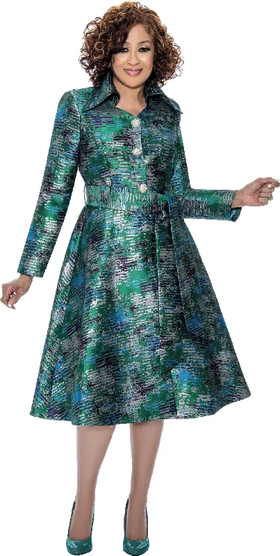 Dorinda Clark Cole 309101W Plus Size Jacquard Dress with Sash Belt