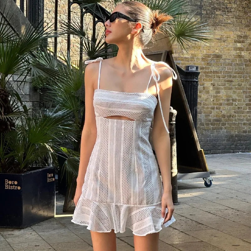 Bonnyshow Women's summer fashion temperament sexy street hottie one-line collar suspender dress club clothing