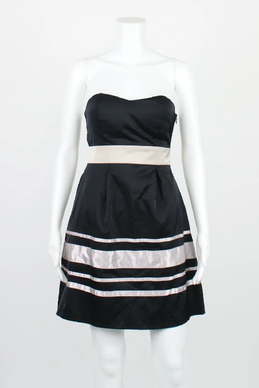 Luvalot Black Striped Strapless Dress 8