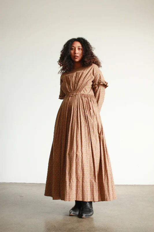 1800s Remade Calico Print Cotton Dress
