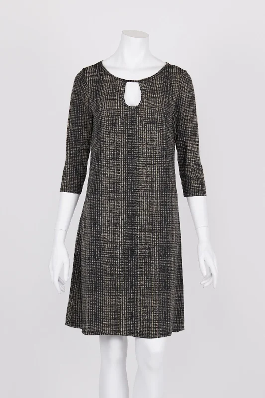 Origami Box Patterned Cropped Sleeve Dress 10