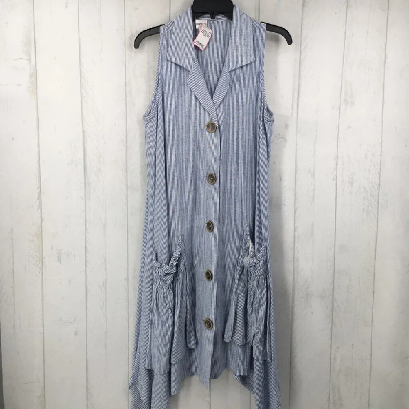 S pin stripe slvls pocket dress