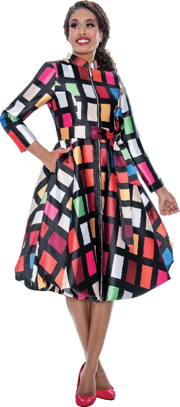 Dresses by Nubiano 751W Belted Zipper Print PlusSize Dress