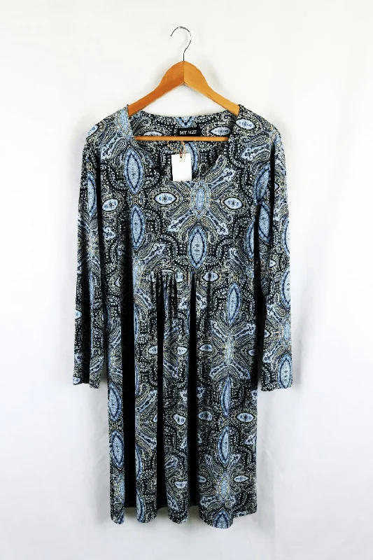 My Size Blue Paisley Dress S