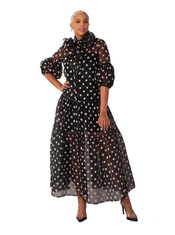 For Her 82234 Dot Organza Overlay Dress
