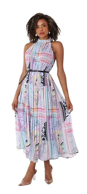 For Her 82169 Sleeveless Print Halter Dress