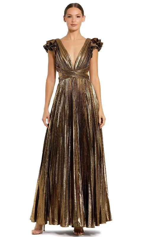 Ieena Duggal 27166 - Metallic Pleated Dress