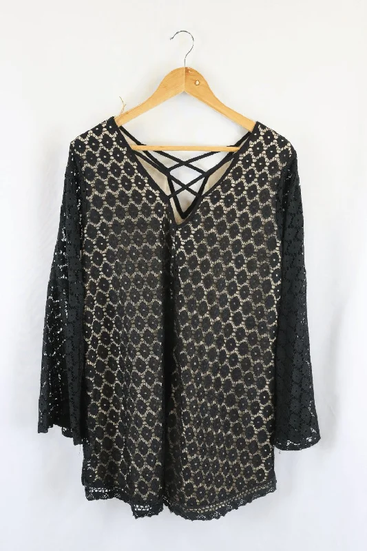 Mike & Gala Black Lace Dress L
