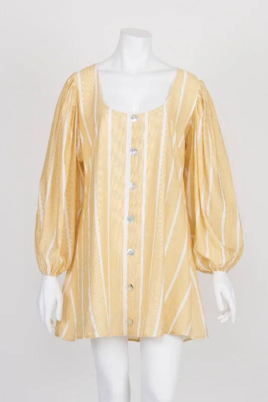 Girl And The Sun Yellow And White Striped Dress S