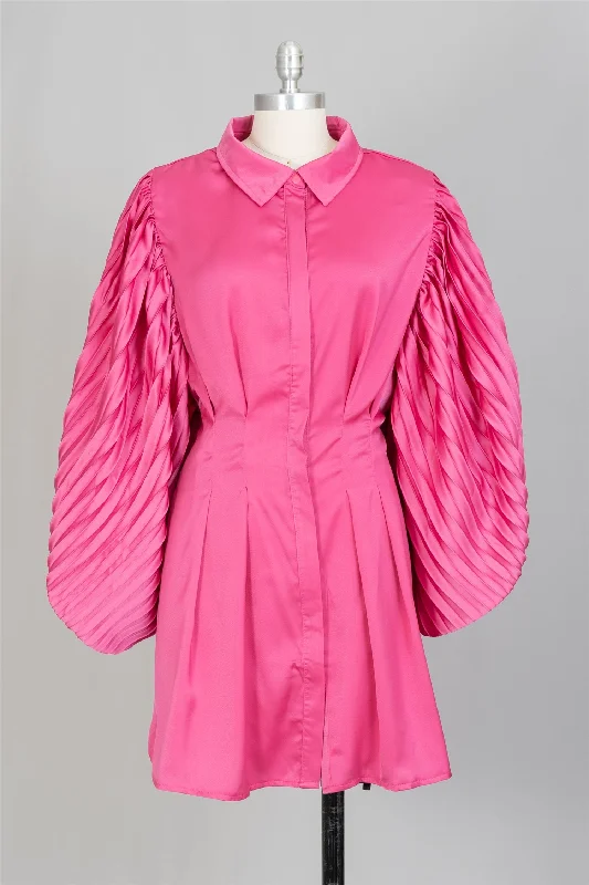 Highlight D30865X Pleated Sleeve PlusSize Dress