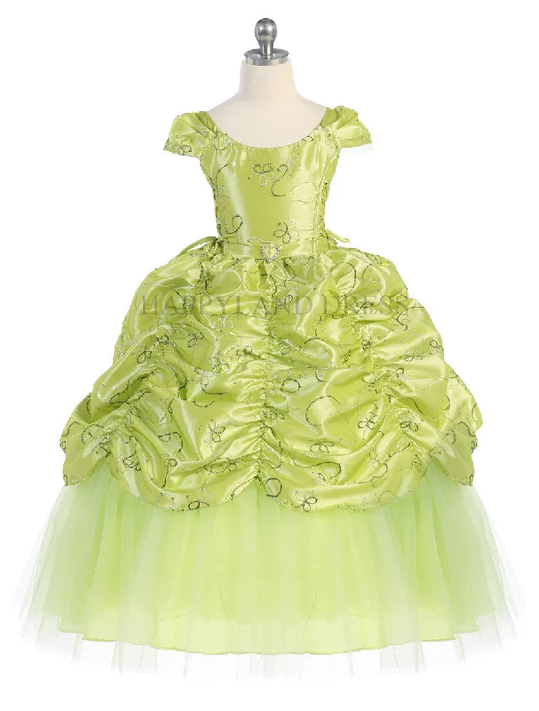 D0555 Embroidered Curtain Detail Dress (4 Diff. Colors)