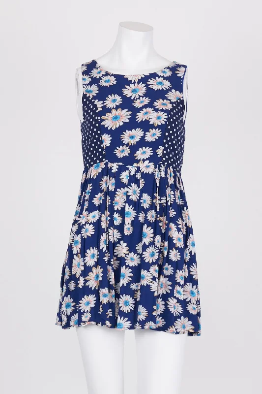 Quirky Circus Blue Floral Dress 10