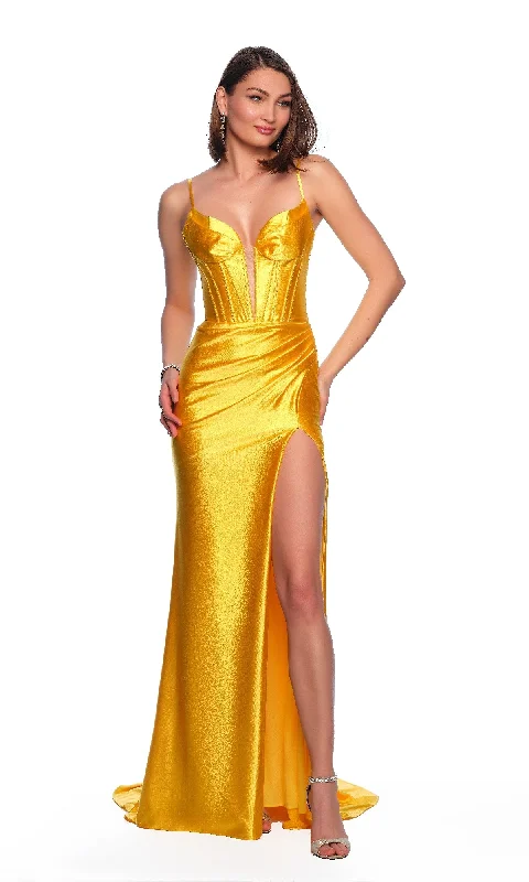 Long Yellow Prom Dress: Dave & Johnny 12100