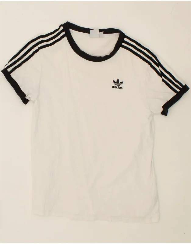 ADIDAS Womens T-Shirt Top UK 10 Small White Cotton Layered Multi-layer Single Layer