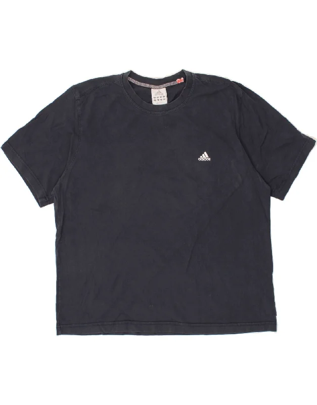 ADIDAS Womens T-Shirt Top UK 18 XL Navy Blue Cotton Hooded Caped Shawl Collar