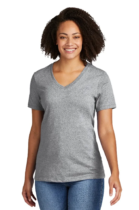 Allmade Womens Recycled Short Sleeve V-Neck T-Shirt - Heather Remade Grey Seamless Knitted Crochet