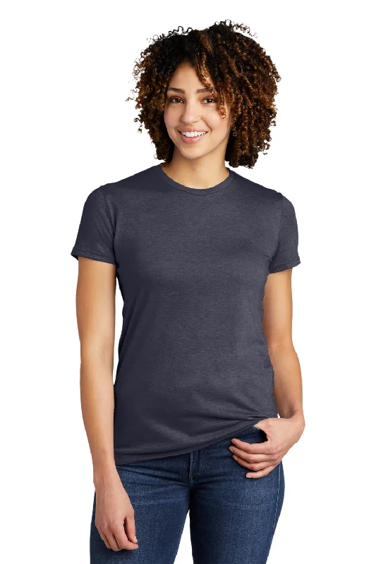 Allmade Womens Short Sleeve Crewneck T-Shirt - Rebel Blue Cotton Fabric Linen Fabric Terry Fabric
