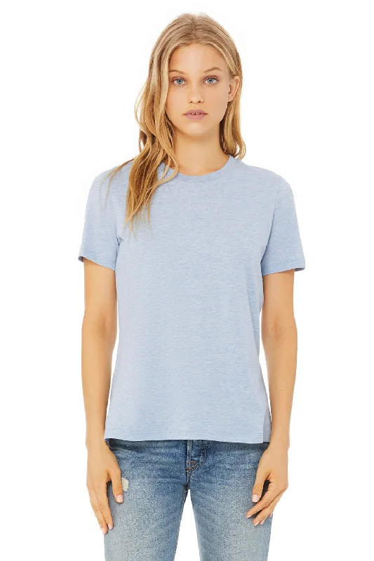 Bella + Canvas Womens CVC Short Sleeve Crewneck T-Shirt - Heather Prism Blue Nylon Fabric Polyester Fabric Spandex Fabric