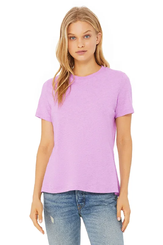 Bella + Canvas Womens CVC Short Sleeve Crewneck T-Shirt - Heather Prism Lilac Cotton Fabric Linen Fabric Terry Fabric