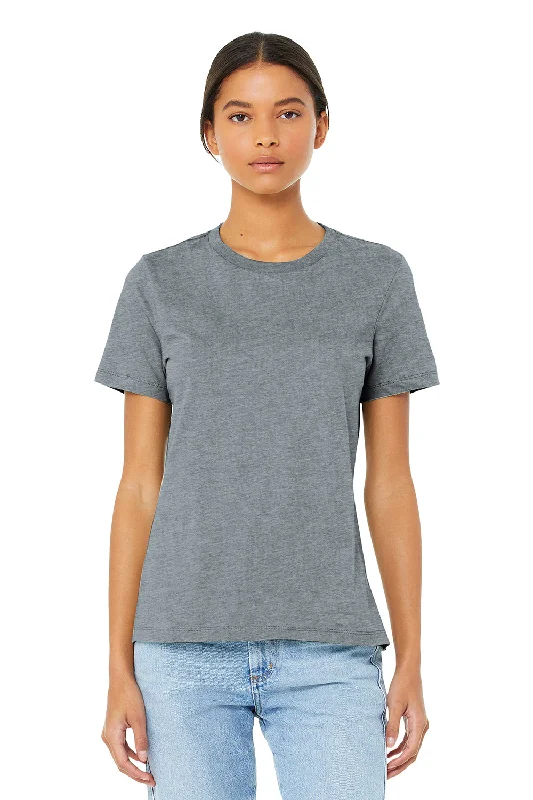 Bella + Canvas Womens Relaxed Jersey Short Sleeve Crewneck T-Shirt - Athletic Grey Solid Print Embellished