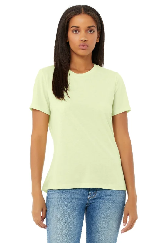 Bella + Canvas Womens Short Sleeve Crewneck T-Shirt - Spring Green Notch Collar Peter Pan Collar Cowl Neck
