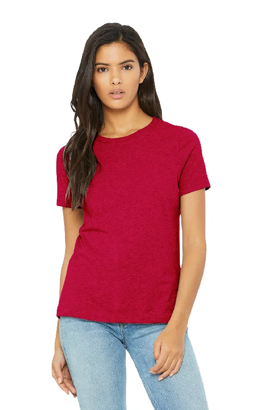 Bella + Canvas Womens CVC Short Sleeve Crewneck T-Shirt - Heather Red Houndstooth Herringbone Solid