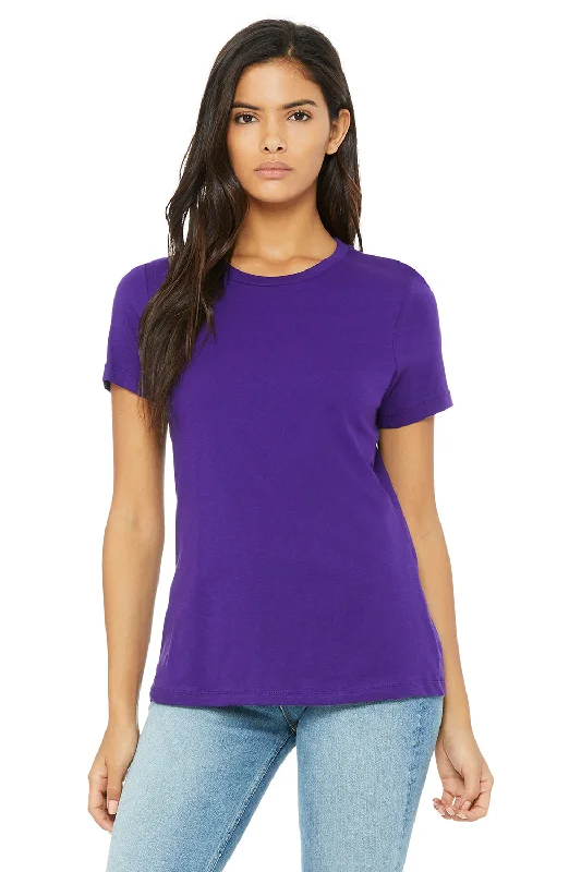 Bella + Canvas Womens Relaxed Jersey Short Sleeve Crewneck T-Shirt - Team Purple Hooded Caped Shawl Collar