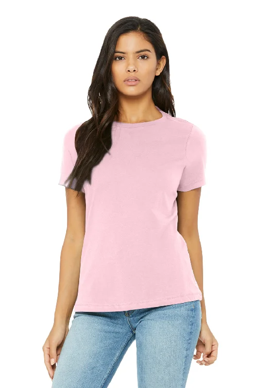 Bella + Canvas Womens Short Sleeve Crewneck T-Shirt - Pink Sequined Glittery Shiny